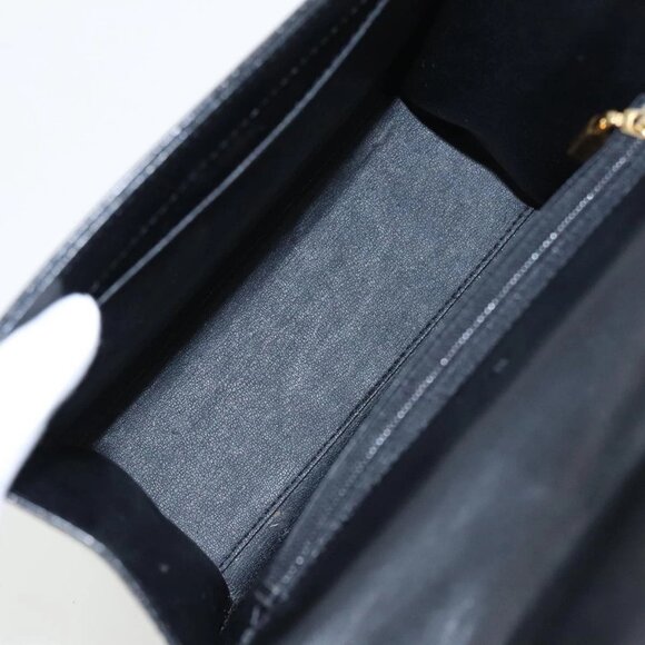 GIVENCHY Hand Bag Leather Black Gold Auth - Picture 11 of 16